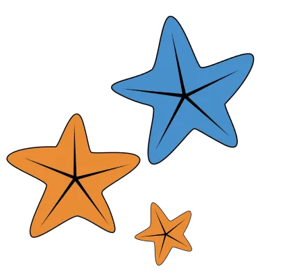 Dekorative Seesterngruppe